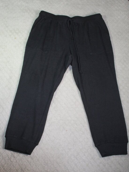 Mud Pie Pants - Mudpie Size L Black Semi-Fuzzy Lounge Pants